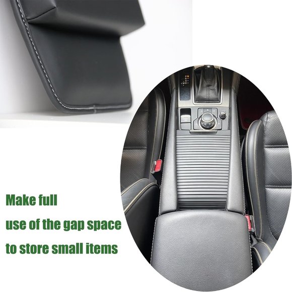 Black Leather Car Seat Gap Fill Organizer, Couch Organize Remote Control Holder - Picture 4 of 7